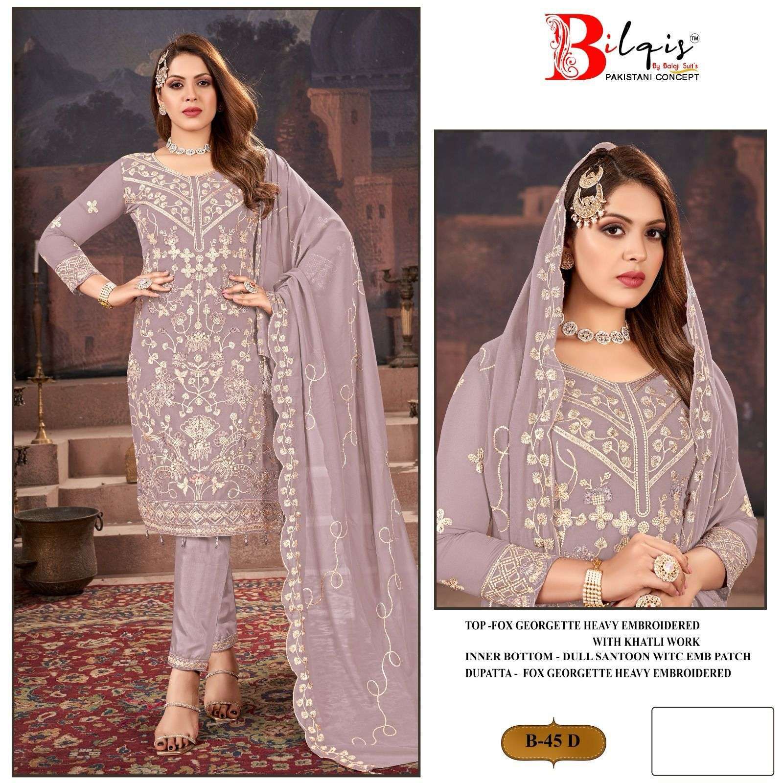 BILQIS B45 COLOUR LATEST GEORGETTE PAKISTANI SUIT MANUFACTRER IN SURAT 