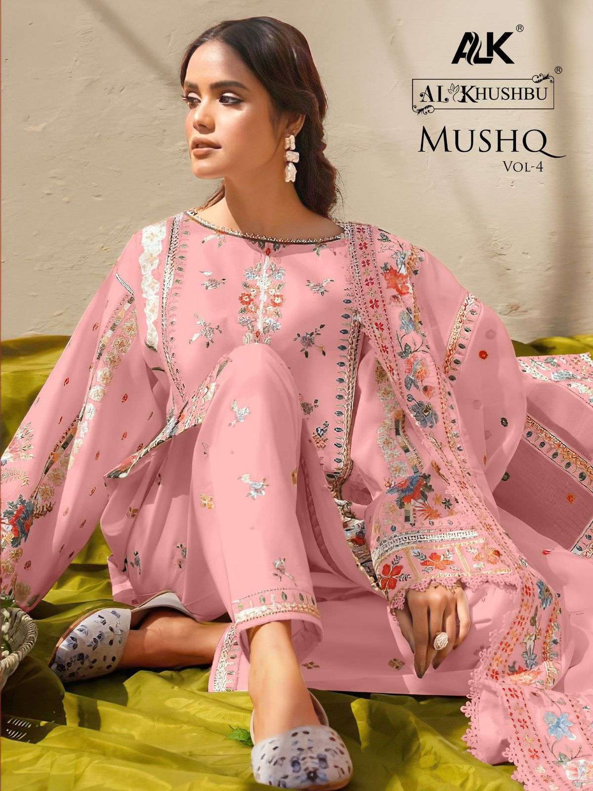 AL KHUSHBU MUSHQ VOL-4 HEAVY EMBRODERY COTTON PAKISTANI SUIT WHOLESALER 