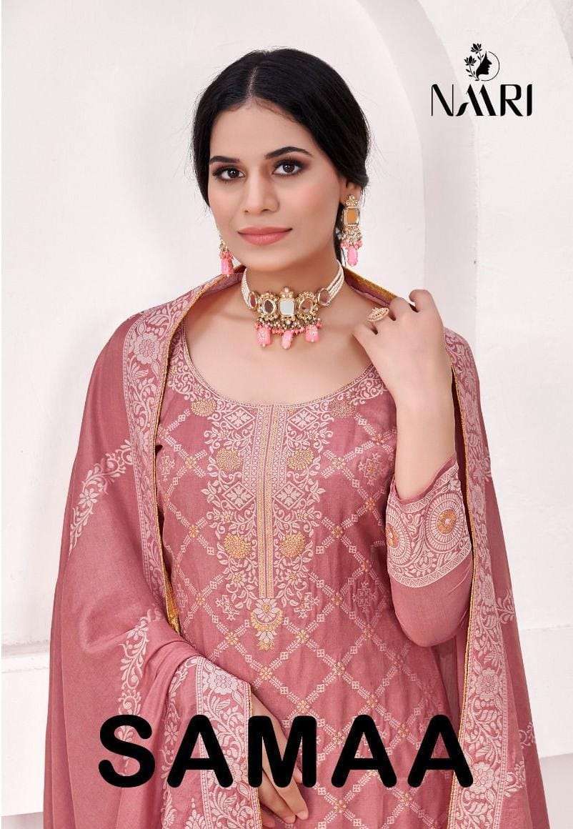 NAARI SAMAA COLOURS PURE MUSLIN PARTY WEAR SUIT CATALOGUE SUPPLIER 