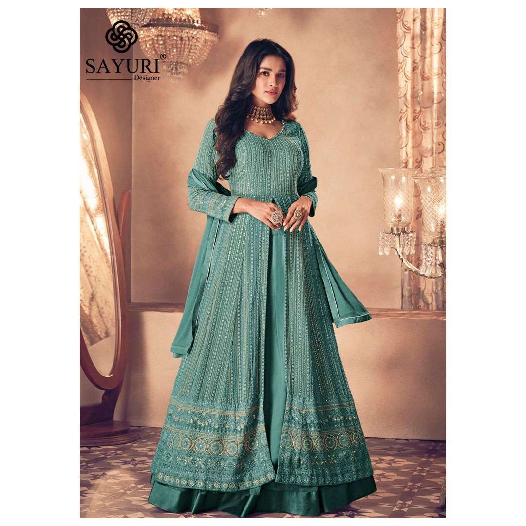SAYURI DESIGNER NOOR GOLD FLORISH DESIGNER GOWN MANUFACTURER IN SURAT 
