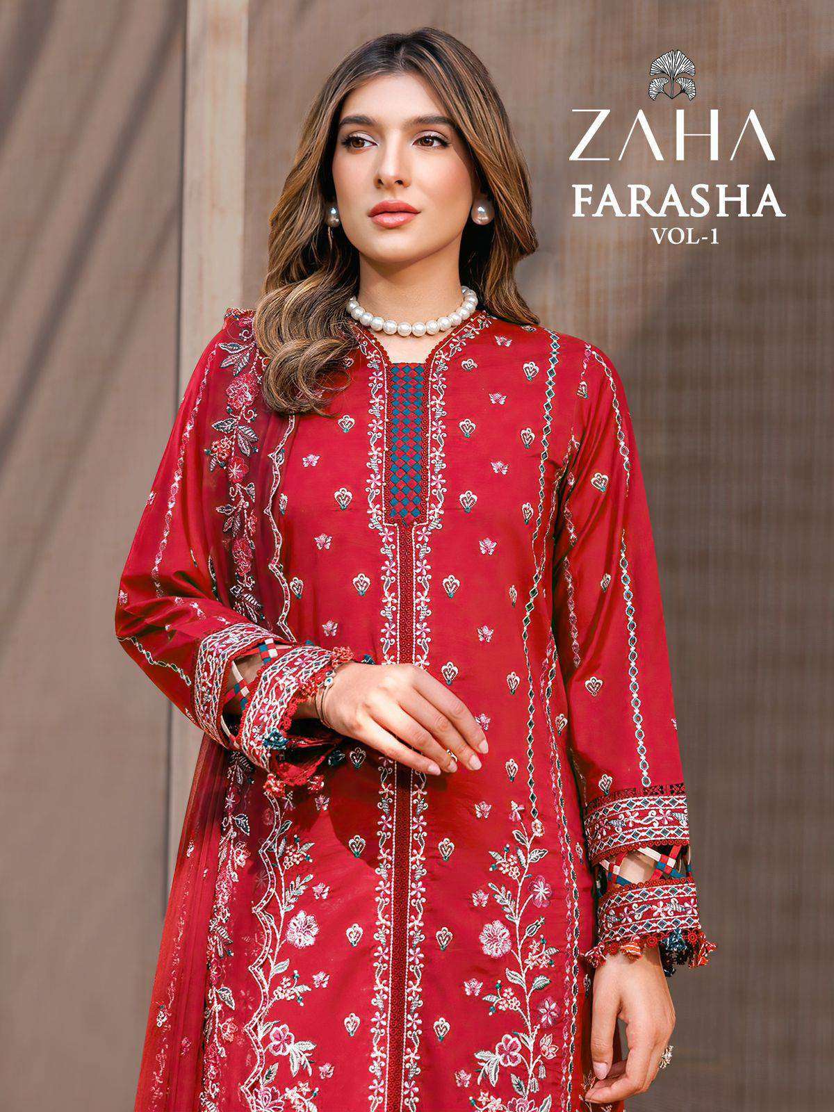 ZAHA FARASHA VOL-1 10314 TO 10317  PARTYWEAR PAKISTANI SUIT CATALOGUE SUPPLIER 