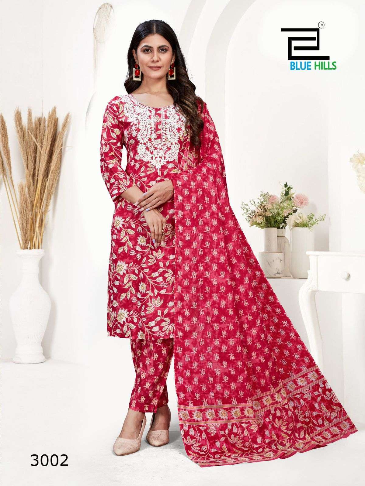 BLUE HILLS KANIKA VOL 3 COTTON PRINTED THREE PCS KURTI DEALER IN INDIA 
