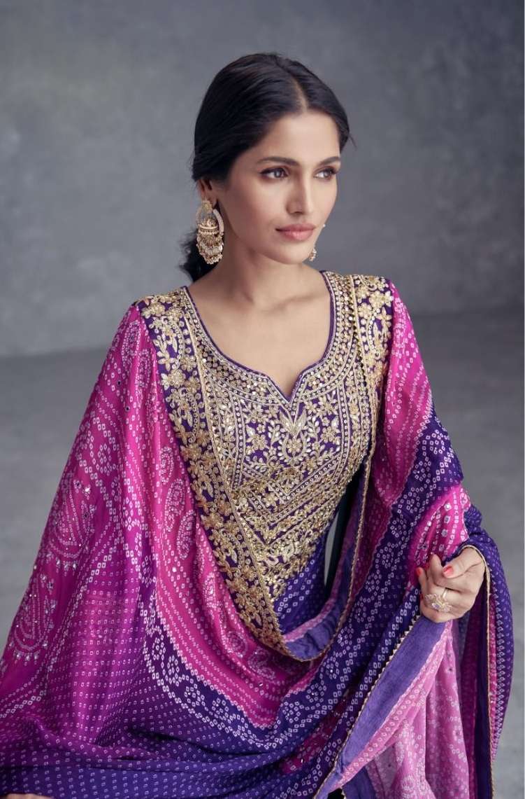 GULKAYRA DESIGNER TAKSHVI CHINON DIGITAL PRINT WITH EMBRODERY WORK PARTYWEAR SUIT 