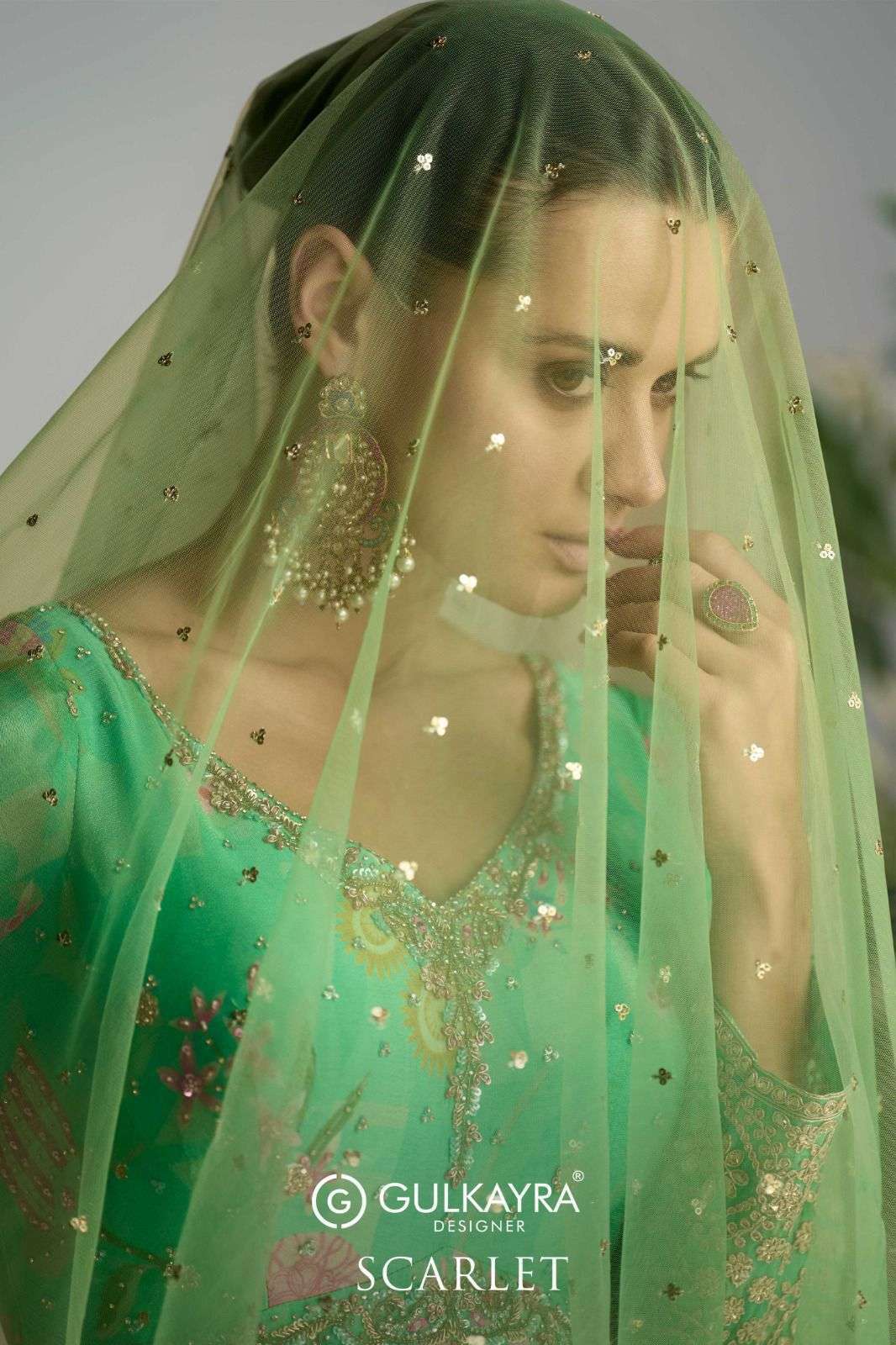 GULKAYRA SCARLET DESIGNER CREAP ANARKALI GOWN CATALOGUE WHOLESALER 