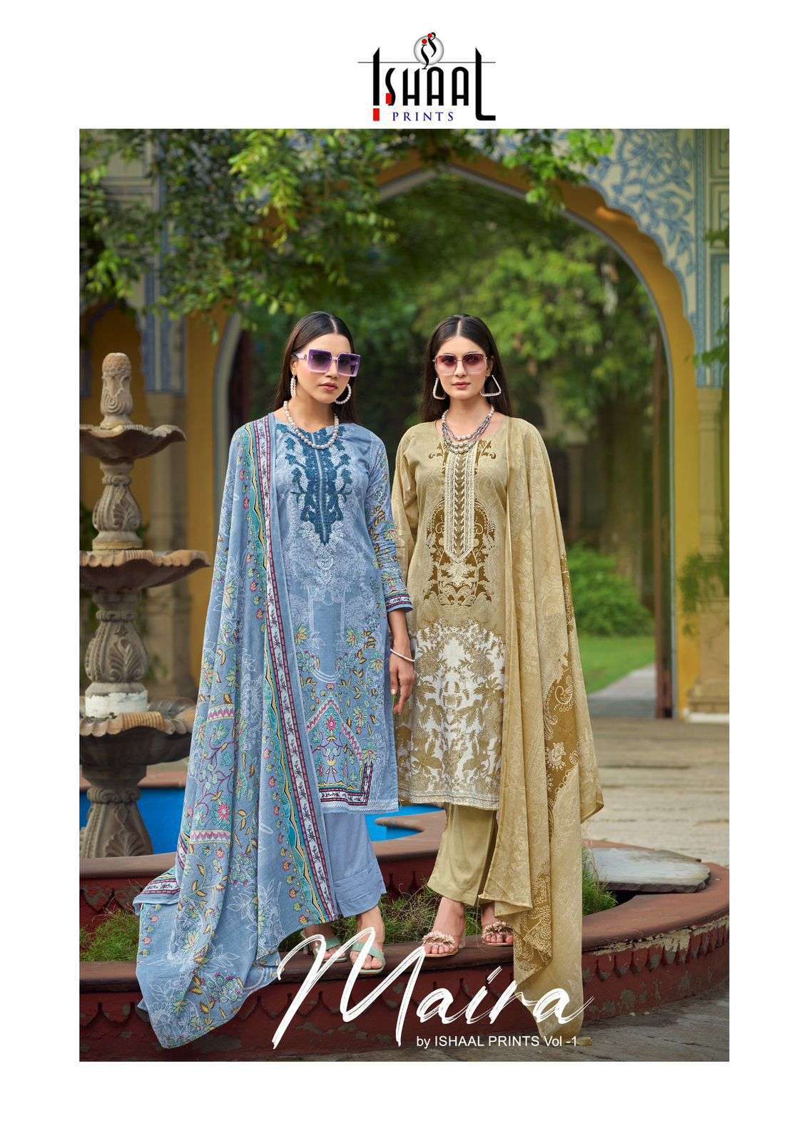 ISHAAL PRINT MARIA VOL 1 LAWN COTTON EMBRODERY WORK SALWAR KAMEEZ CATALOGUE SUPPLIER 