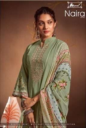 KESAR NAIRA VOL 60   PURE LAWN COTTON DIGITAL PRINTED WITH EMBRODERY WORK SUIT WHOLESALER 