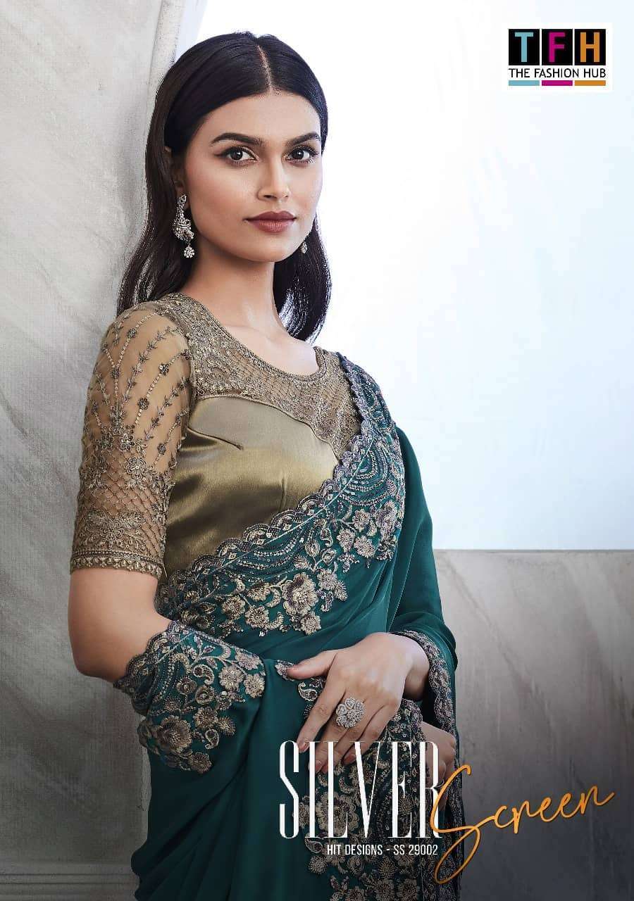 TFH SILVER SCREEN 29002 FANCY SILK PARTY WEAR SAREE EXPORTER IN INDIA