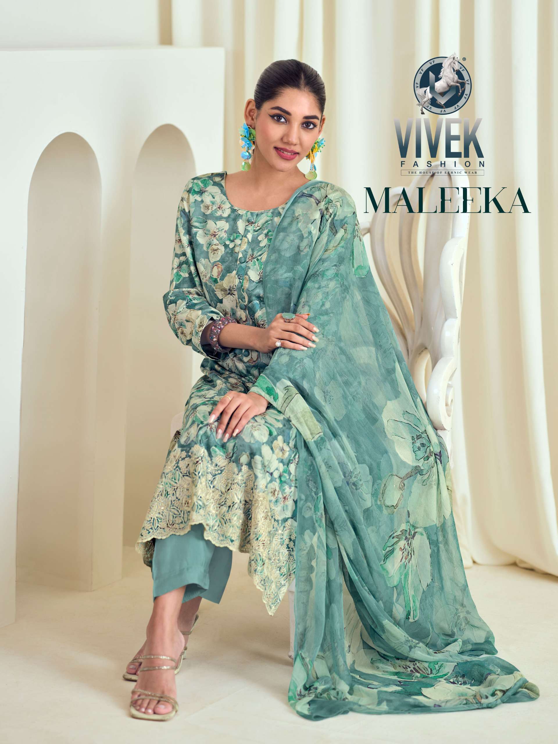 VIVEK FASHION MALEEKA PURE MUSLIN EMBRODERY WORK SALWAR KAMEEZ SUPPLIER 