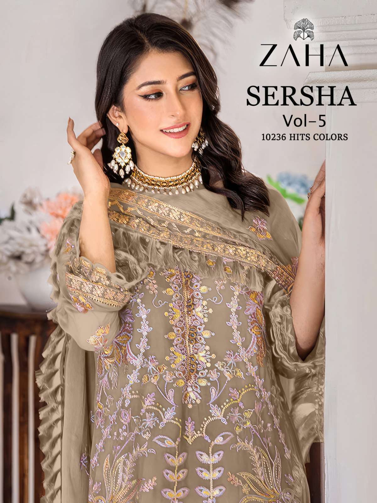 ZAHA SERSHA VOL 5 10236 COLOURS PARTY WEAR ORGANZA PAKISTANI SUIT DEALER 