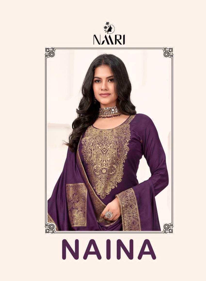 NAARI NAINA PURE MUSLIN JACQUARD DESIGNER HANDWORK PARTY WEAR LADIES SUIT WHOLESALE RATE