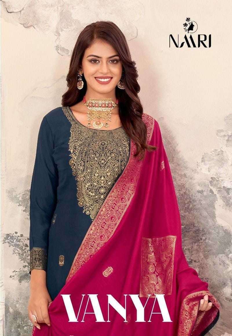 NAARI VANYA ELEGANCE STYLE MUSLIN JACQUARD DESIGNER LADIES SUIT WHOLESALE RATE