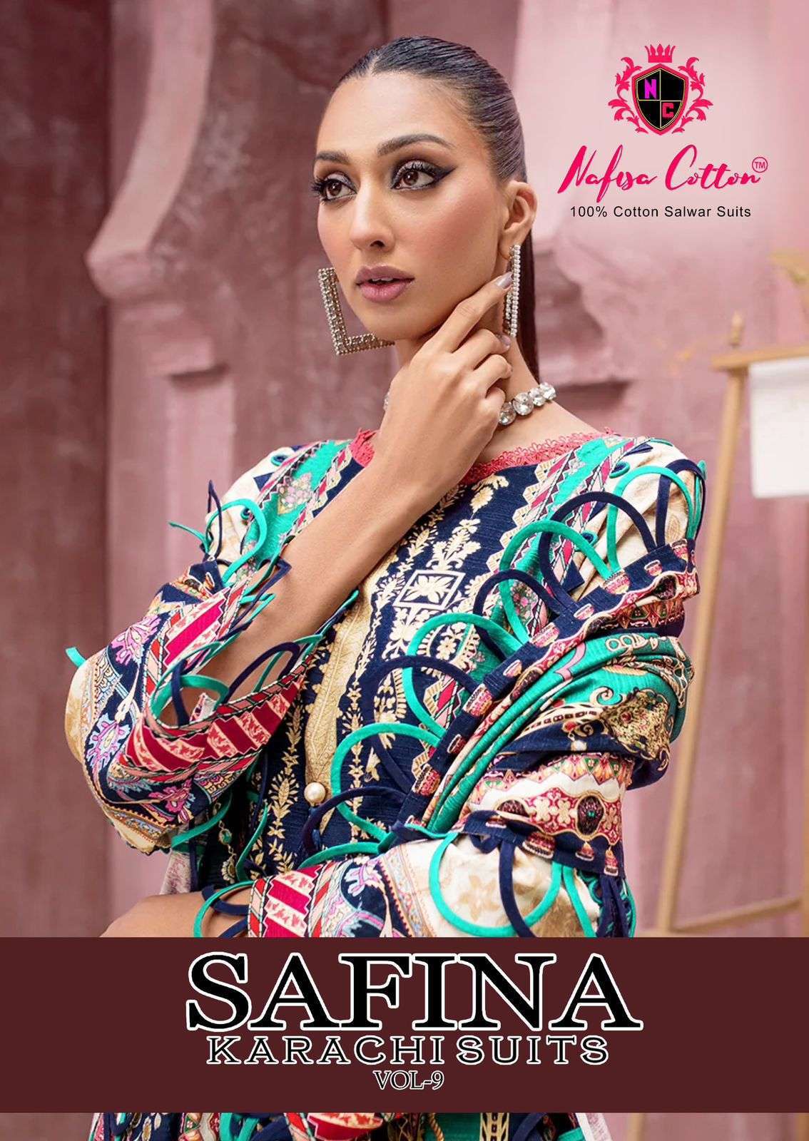 NAFISA COTTON SAFINA VOL 9  PAKISTANI PRINTED DRESS MATERIAL MANUFACTURER