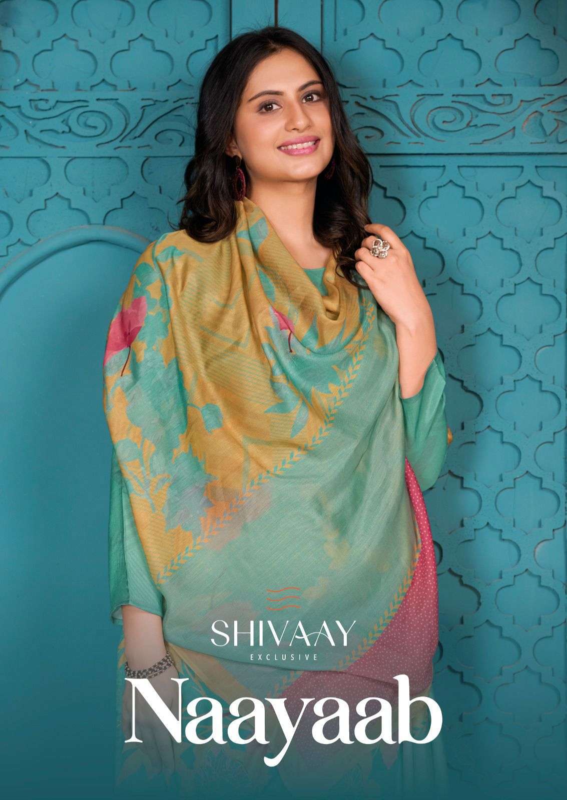 SHIVAAY NAAYAAB VISCOSE MUSLIN DIGITAL PRINT WITH EMBRODERY WORK LADIES SUIT WHOLESALER