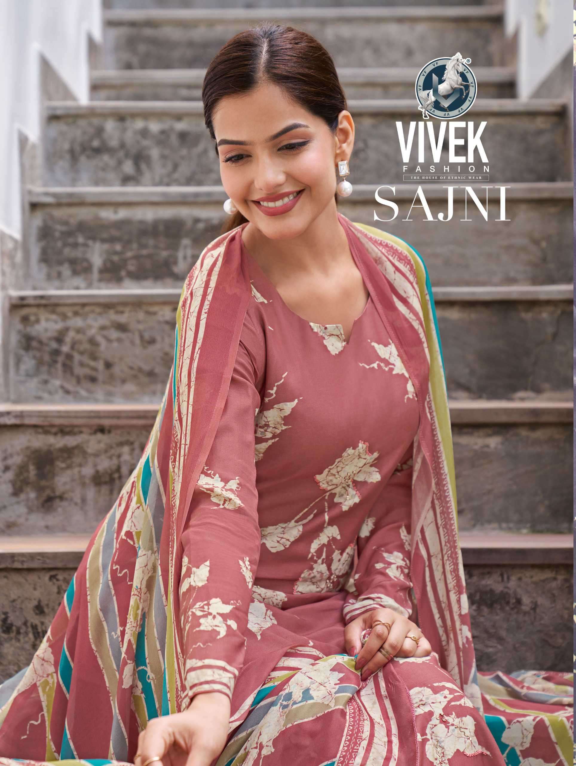 VIVEK FASHION SAJNI PURE MUSLIN DIGITAL PRINT WITH HANDWORK SALWAR SUIT WHOLESALER IN SURAT