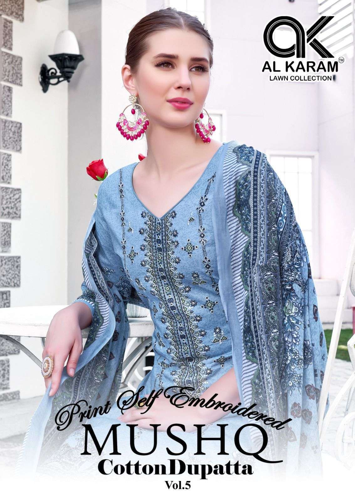 AL KARAM MUSHQ VOL 5 LAWN COTTON PRINT WITH EMBRODERY WORK PAKISTANI SALWAR SUIT CATALOGUE SUPPLIER