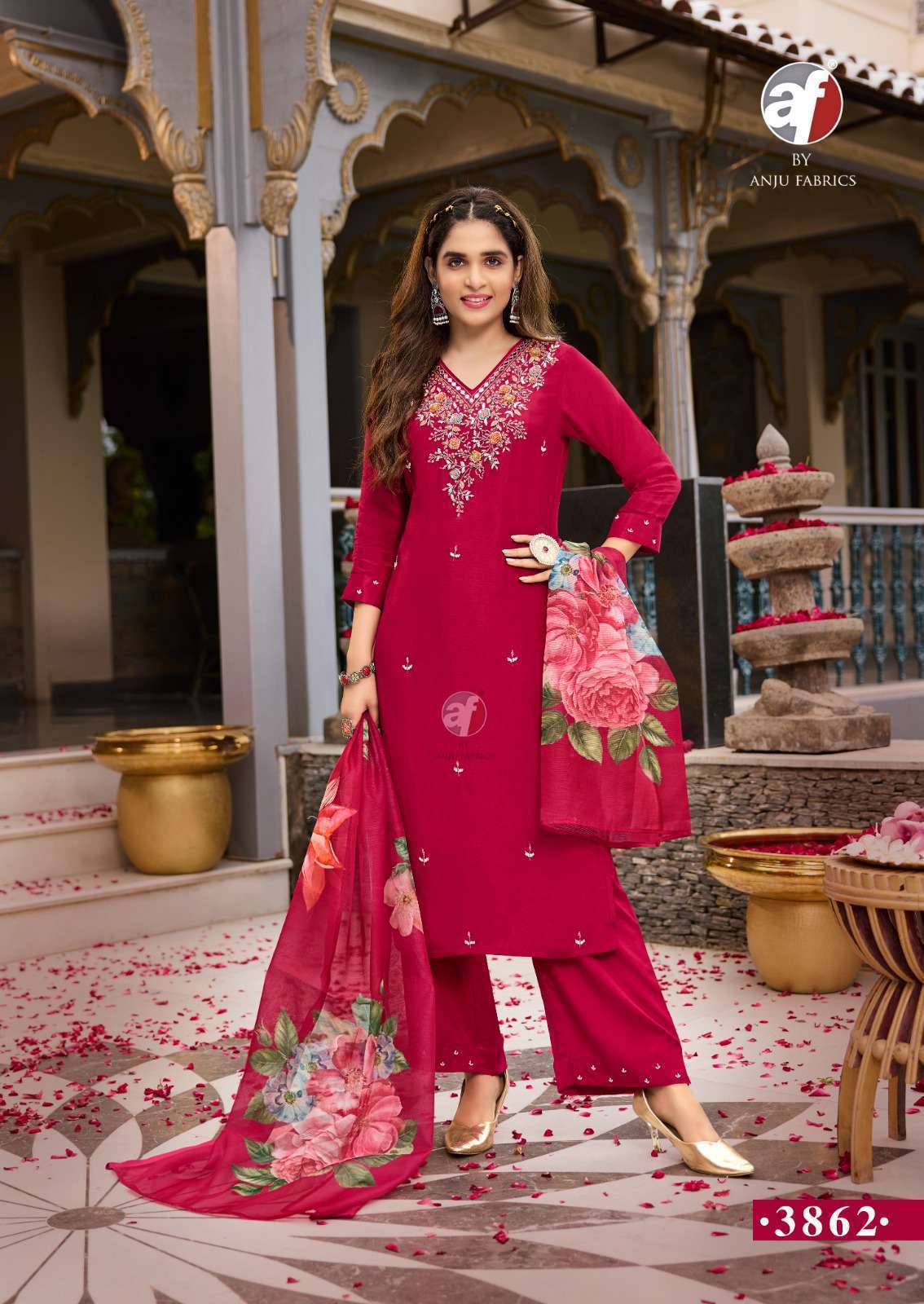 ANJU FABRICS GHUNGHAT VOL 11 PURE DOLA SILK FESTIVEL WEAR THREE PCS KURTI DEALER 
