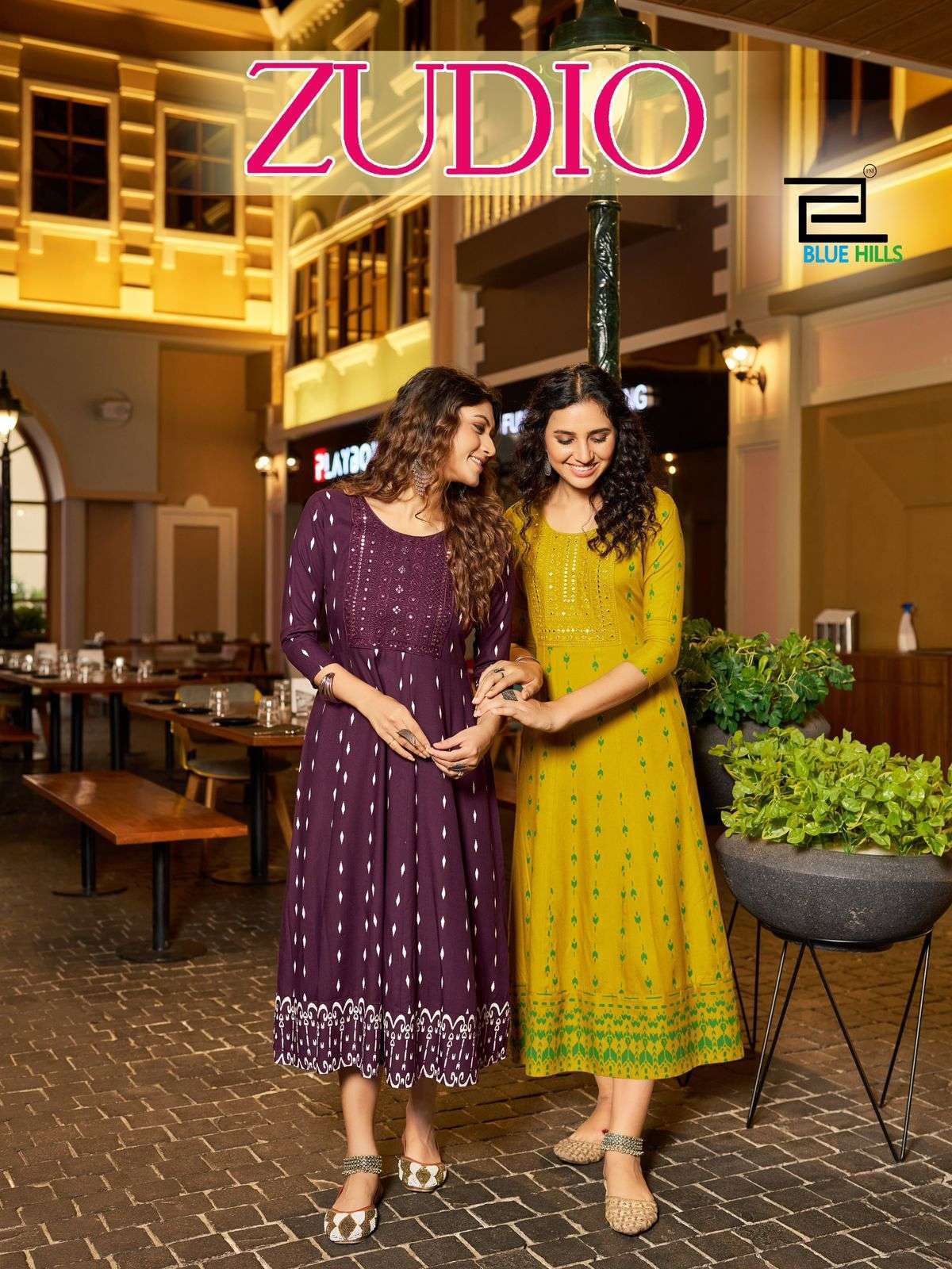 BLUE HILLS ZUDIO ANARKALI STYLE RAYON  DESIGNR KURTI WHOLESALER