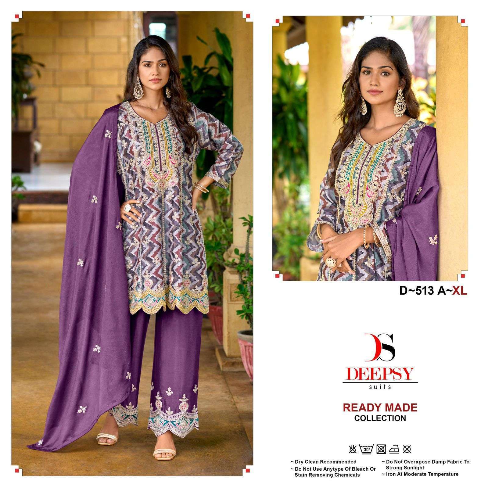 DEEPSY D 513 COLOURS PURE CHINON DESIGNER FANCY EMBRODERY WORK READYMADE PAKISTANI SUIT DEALER 