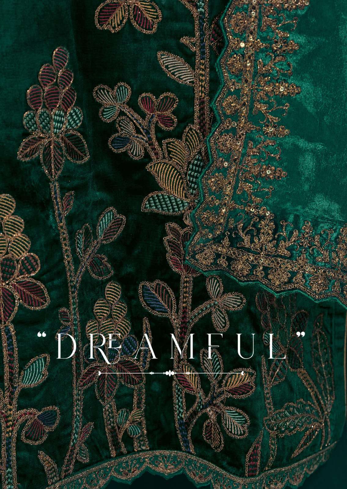 GULL JEE NOOR E FIZA VISCOSE VELVET FANCY EMBRODERY DESIGNER WINTER LADIES SUIT WHOLESALER