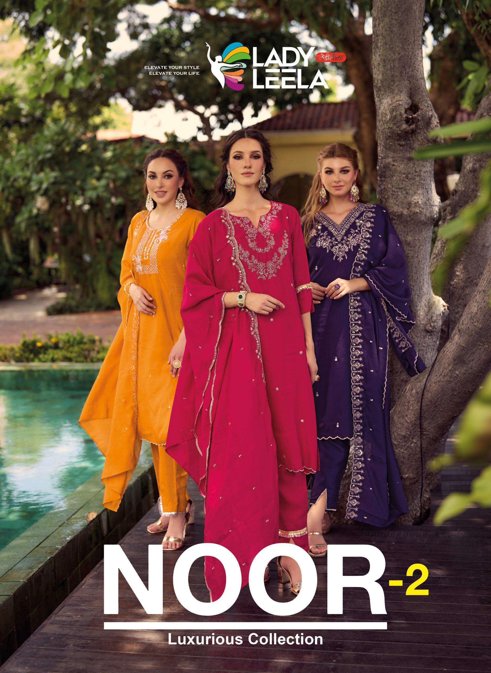 LADY LEELA NOOR VOL 2 FANCY EMBRODERY WORK DESIGNER SILK KURTI EXPORTER 