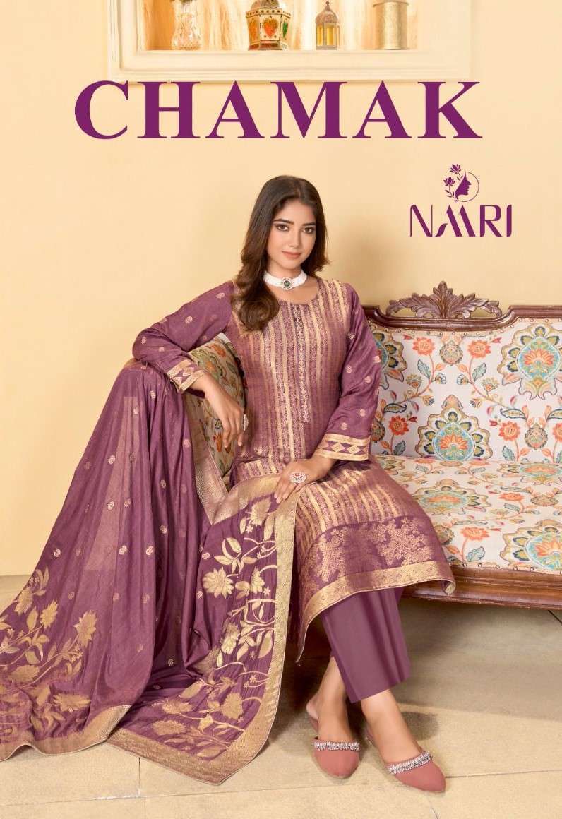 NAARI CHAMAK PURE MUSLIN JACQUARD PARTY WEAR SALWAR SUIT DEALER 