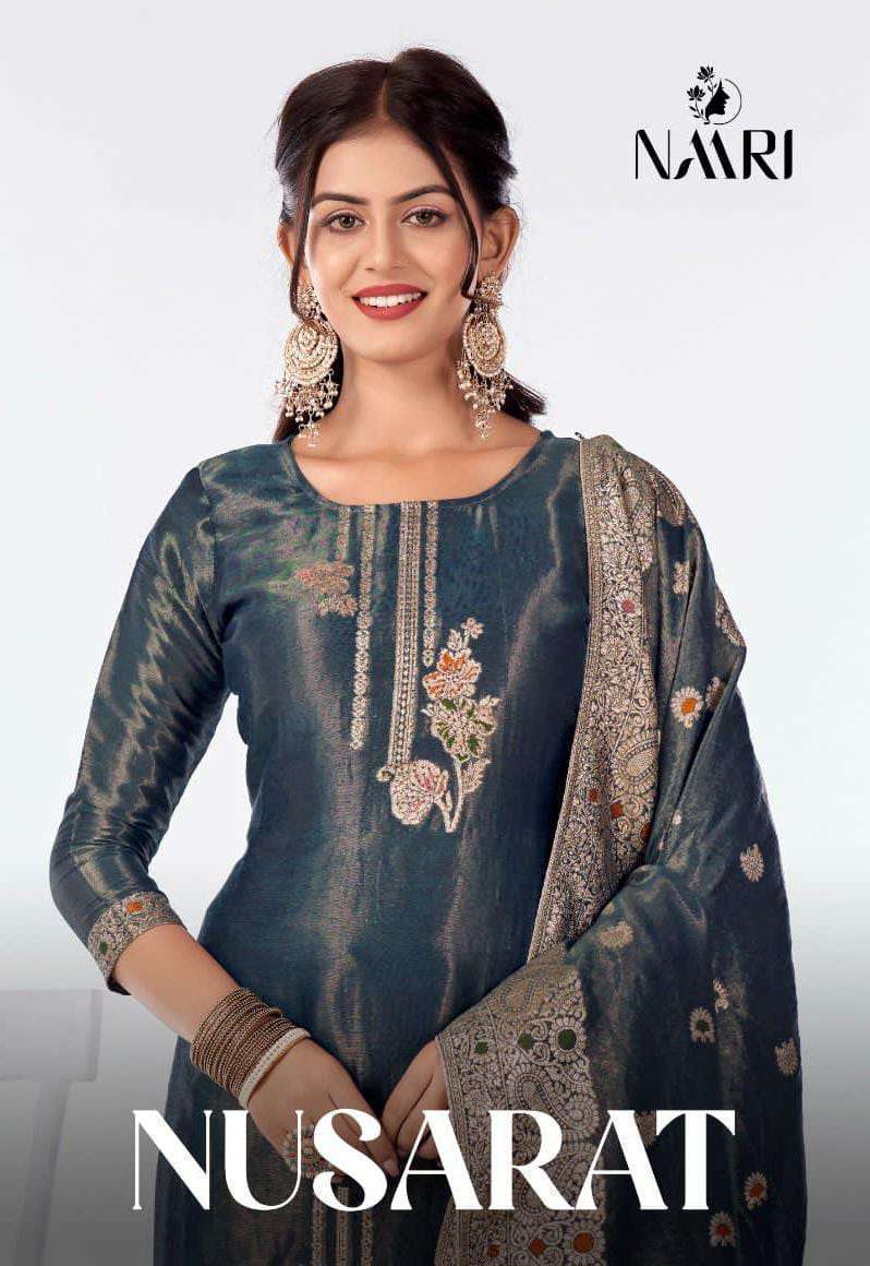 NAARI NUSRAT DESIGNER JACQUARD DIAMOND HANDWORK SALWAR KAMEEZ WHOLESALER