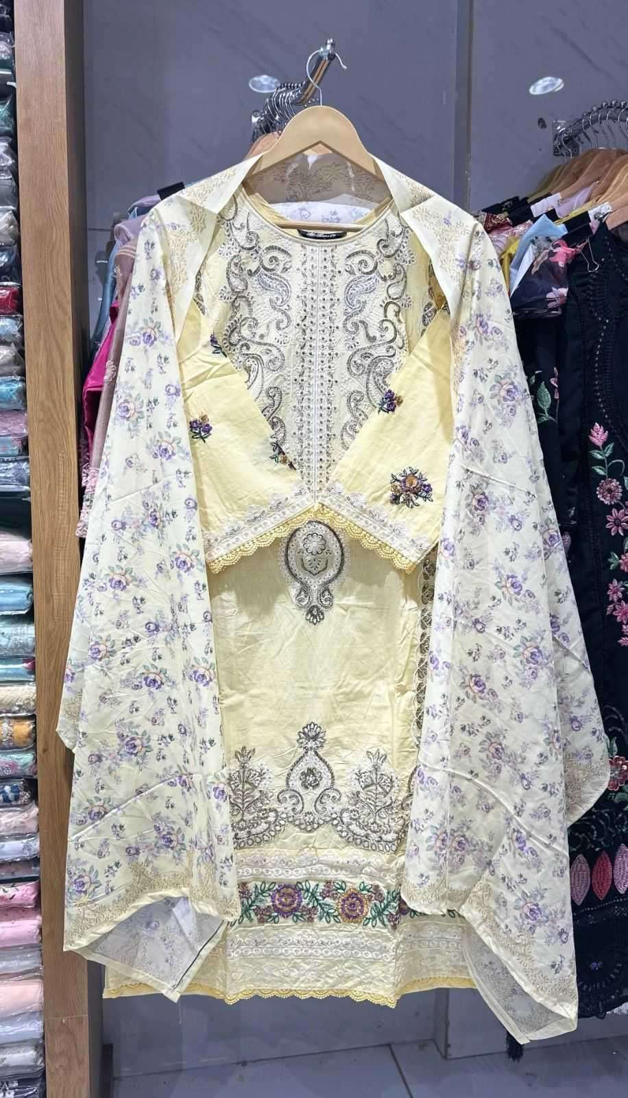 RAMSHA ADAN LIBAS VOL 5 CAMRIC COTTON EMBRODERY WORK READYMADE PAKISTANI SUIT MANUFACTURER