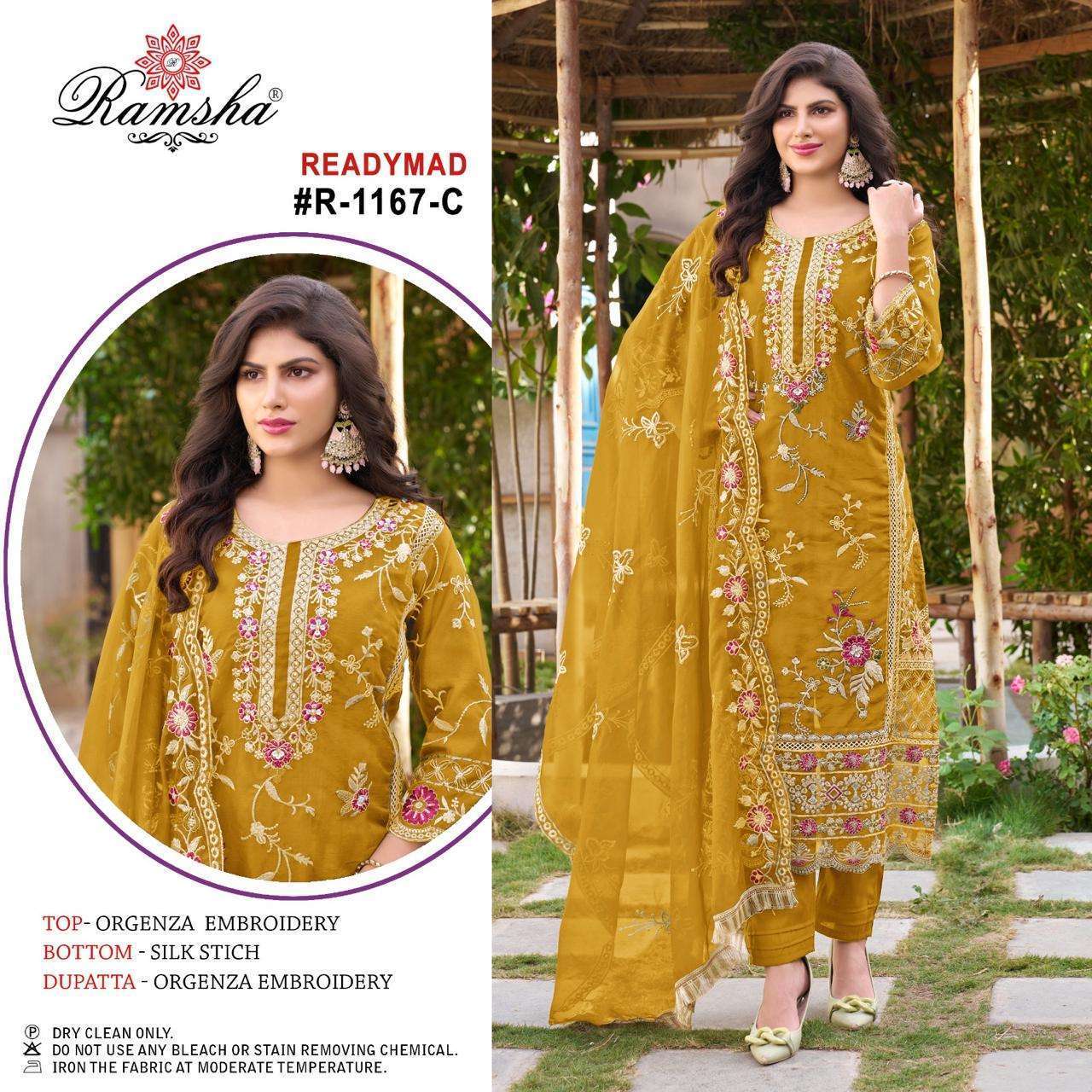 RAMSHA R 1167 NX ORGANZA WITH HEAVY EMBRODERY WORK PARTY WEAR PAKISTANI READYMADE SUIT DEALER 