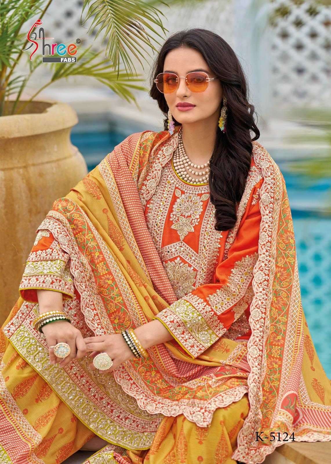 SHREE FAB K 5124 CHINON EMBRODERY WORK DESIGNER PARTY WEAR READYMADE PAKISTANI SUIT SUPPLIER