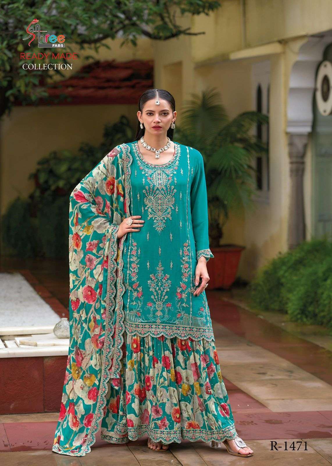 SHREE FAB R 1471 COLOURS CHINON HEAVY EMBRODERY WORK PAKISTANI READYMADE SUIT DEALER 