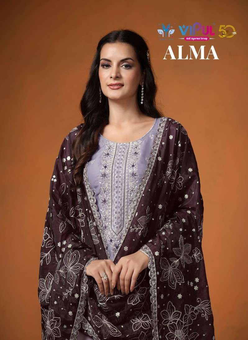 VIPUL FASHION ALAM VELVET SATIN FANCY EMBRODERY WORK DESIGNER PARTY WEAR SUIT EXPORTER 