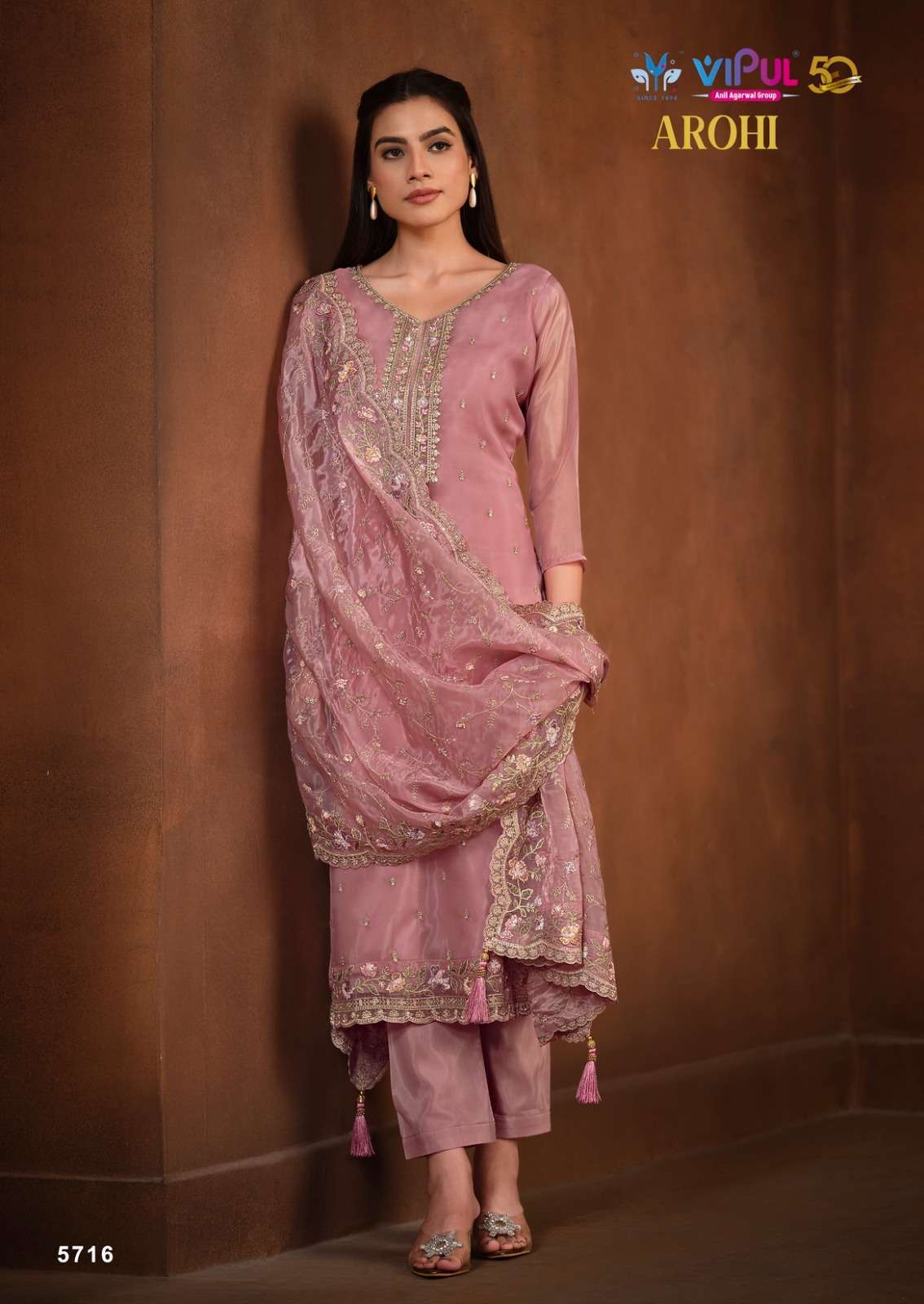 VIPUL FASHION AROHI SOFT ORGANZA EMBRODERY WORK PARTY WEAR SALWAR SUIT CATALOGUE EXPORTER 
