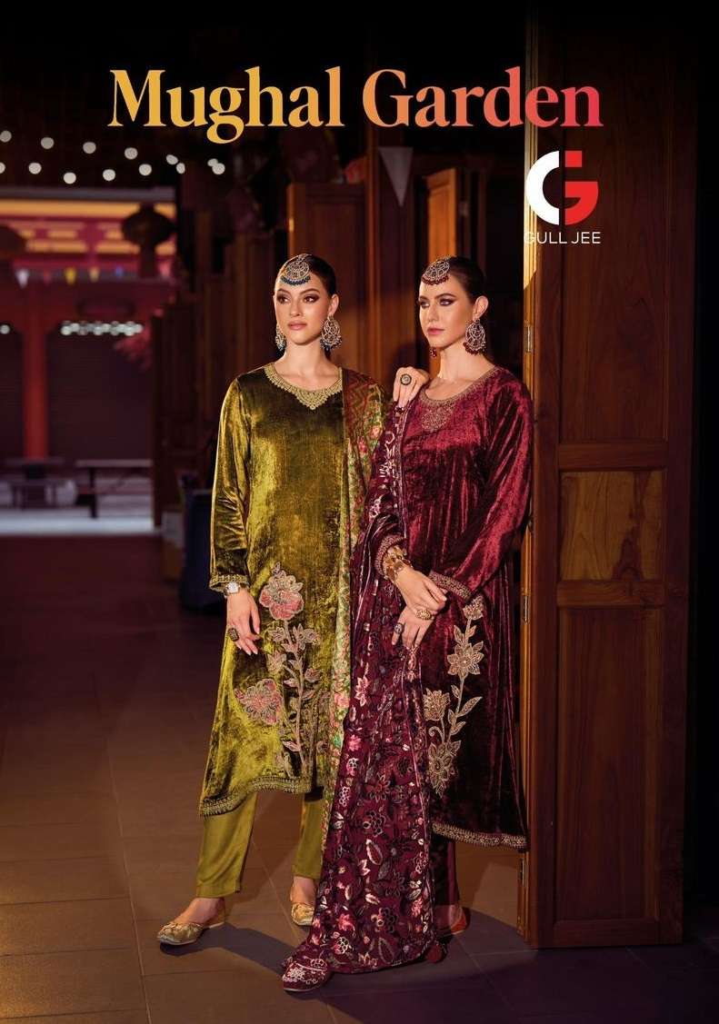 GULL JEE MUGHAL GARDEN VISCOSE VELVET FANCY EMBRODERY WORK UNSTITCHED WINTER VELVET SUIT SUPPLIER