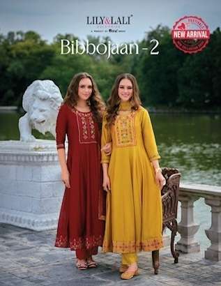LILY AND LALI BIBBOJAAN VOL 2 DESIGNER SILK ANARKALI STYLE KURTI EXPORTER IN SURAT 
