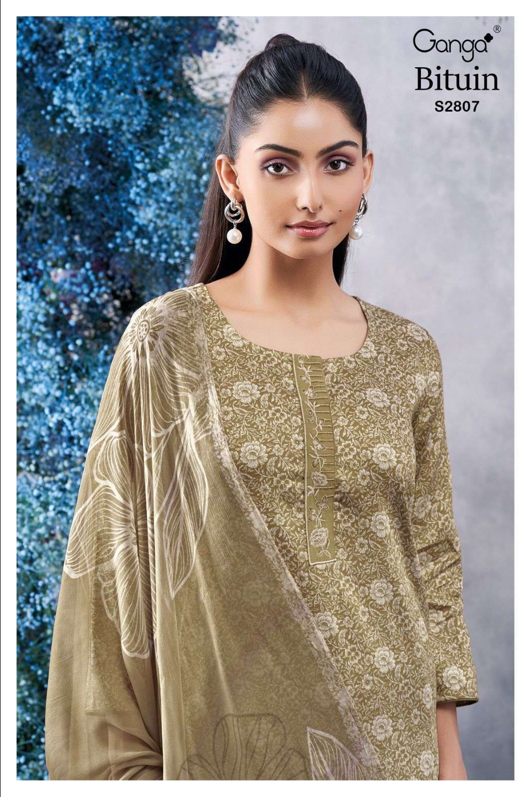 GANGA FASHION BITUIN 2807 PREMIUM COTTON PRINT WITH EMBRODERY WORK CASUAL WEAR SUIT SUPPLIER 