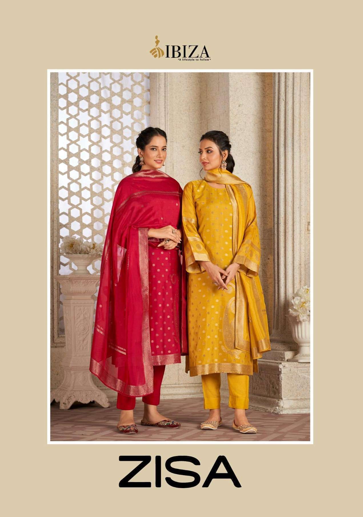 IBIZA SUIT ZISA BANGLORY SILK JACQUARD HANDWORKD PARTY WEAR SUIT DEALER 