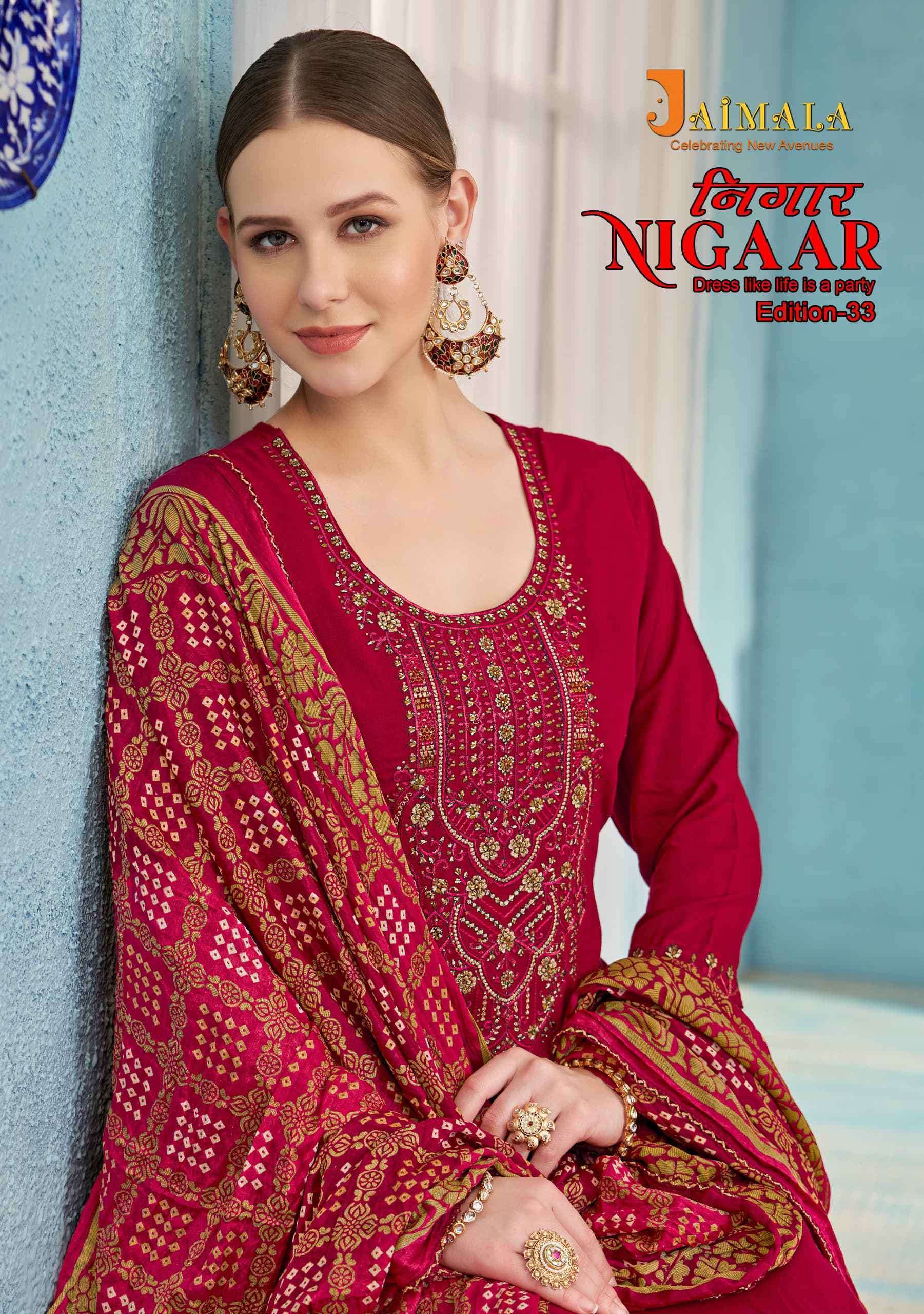 JAIMALA NIGAAR EDITION VOL-33 RAYON EMBRODERY WORK LATEST SALWAR KAMEEZ 