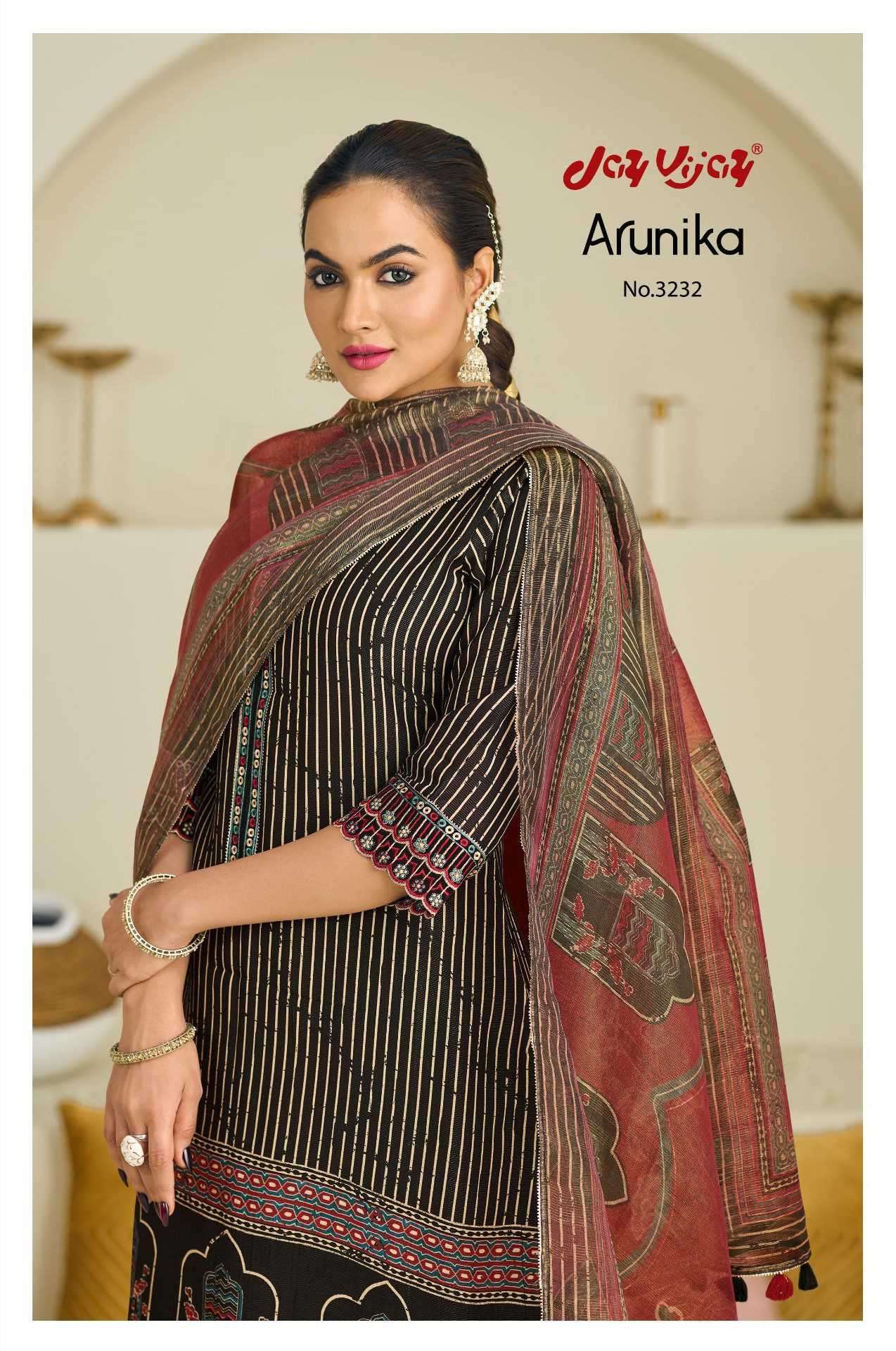 JAY VIJAY ARUNIKA 3232 PURE MUSLIN DIGITAL PRINTED EMBRODERY WORK SALWAR KAMEEZ DEALER 