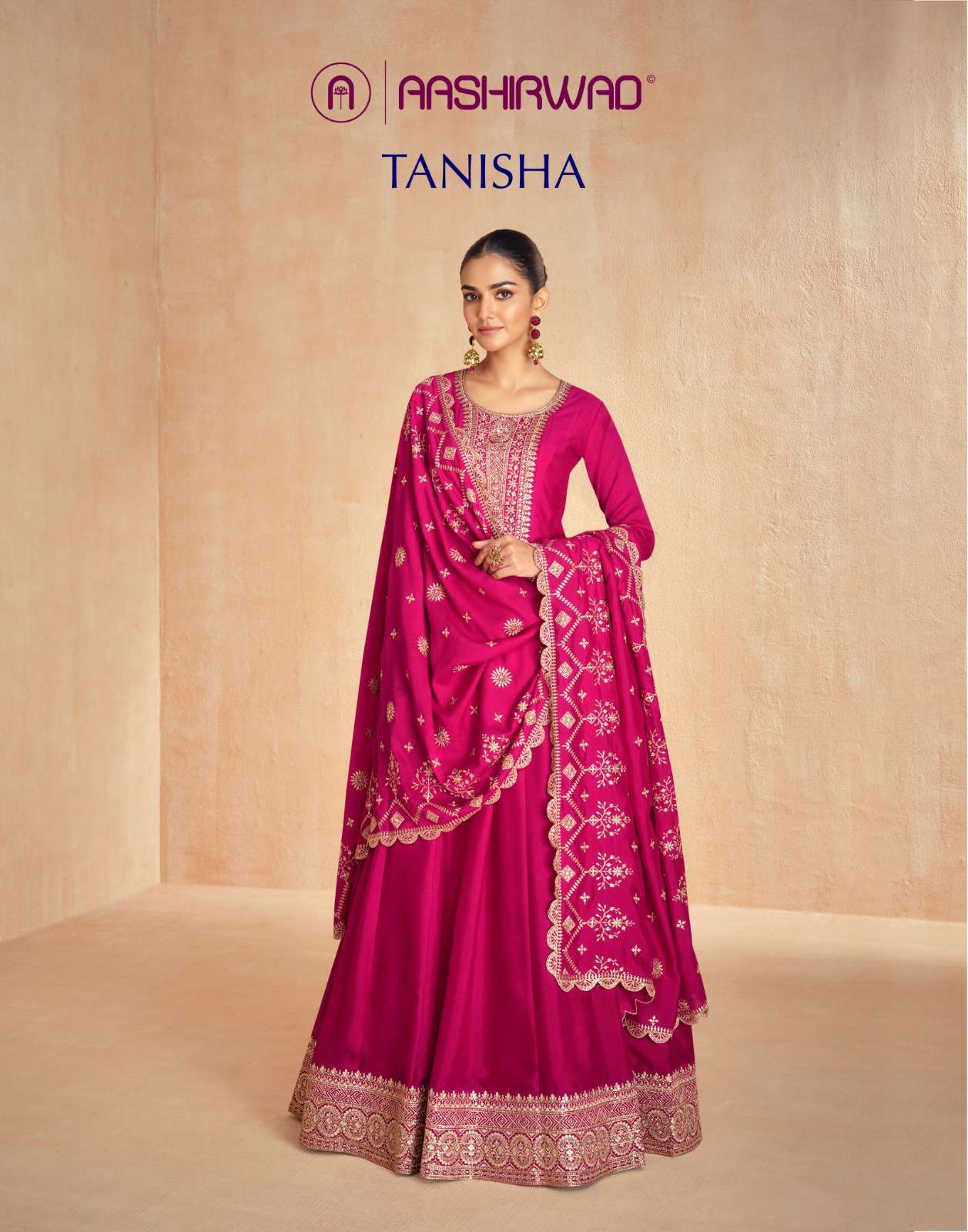 AASHIRWAD CREATION TANISHA PREMIUM SILK DESIGNER GOWN EXPORTER IN INDIA
