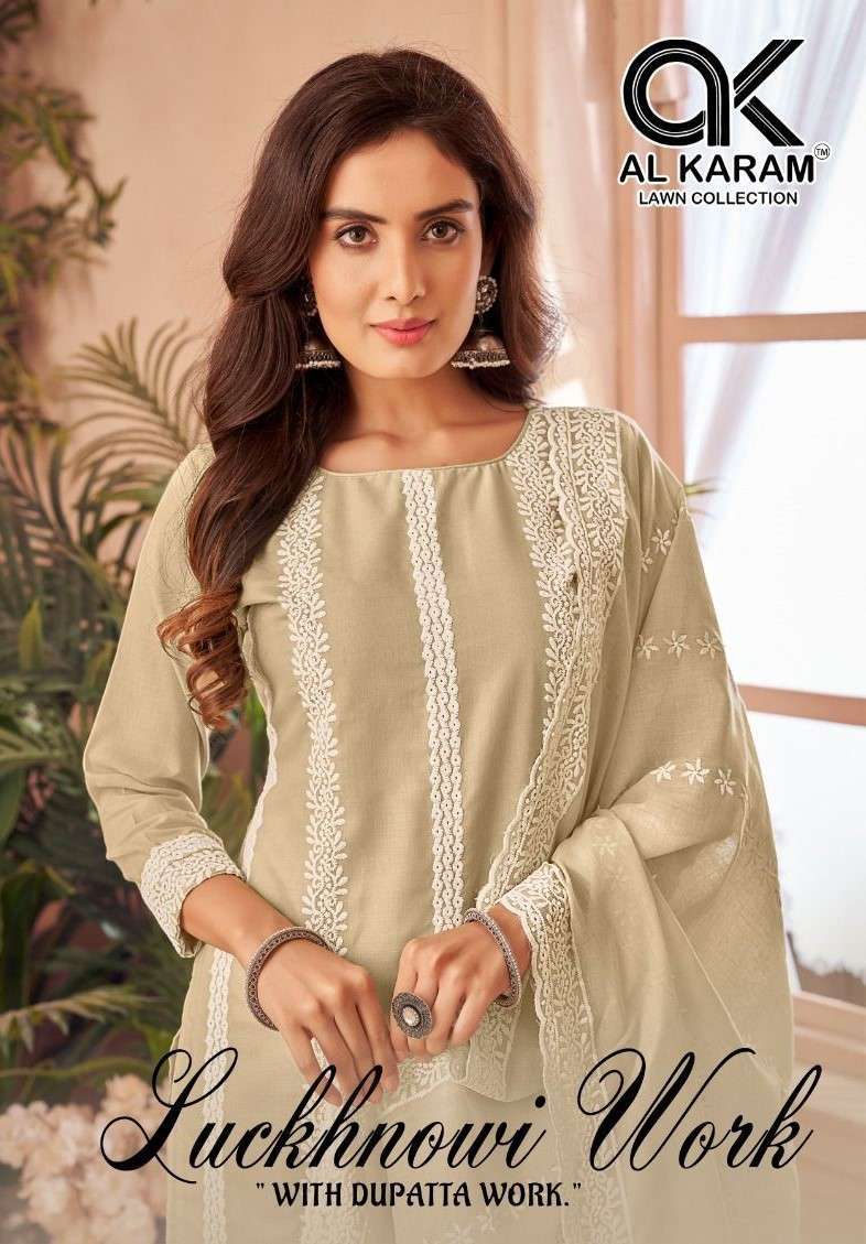 AL KARAM LUCKHNOWI WORK PURE COTTON PAKISTANI SUIT 