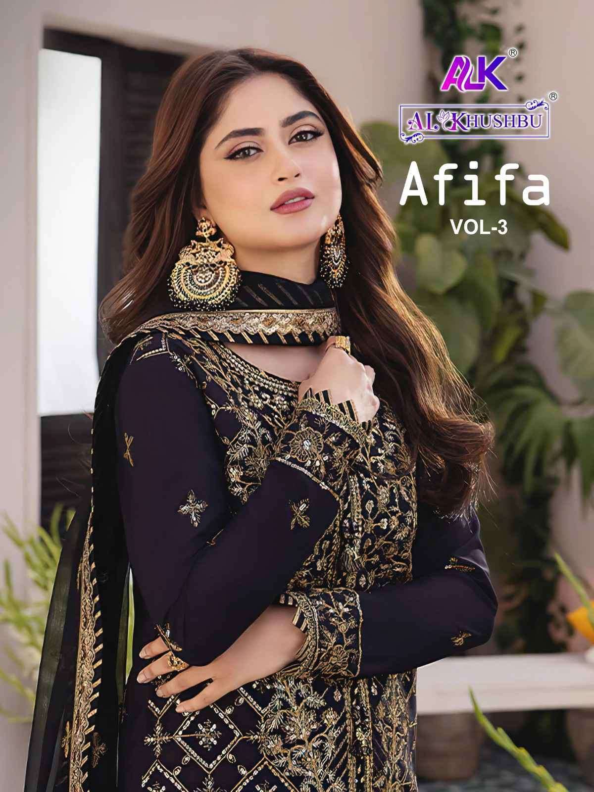 AL KHUSHBU AFIFA VOL 3 GEORGETTE WITH EMBRODERY WORK STYLISH PARTYWEAR PAKISTANI SUIT WHOLESALER