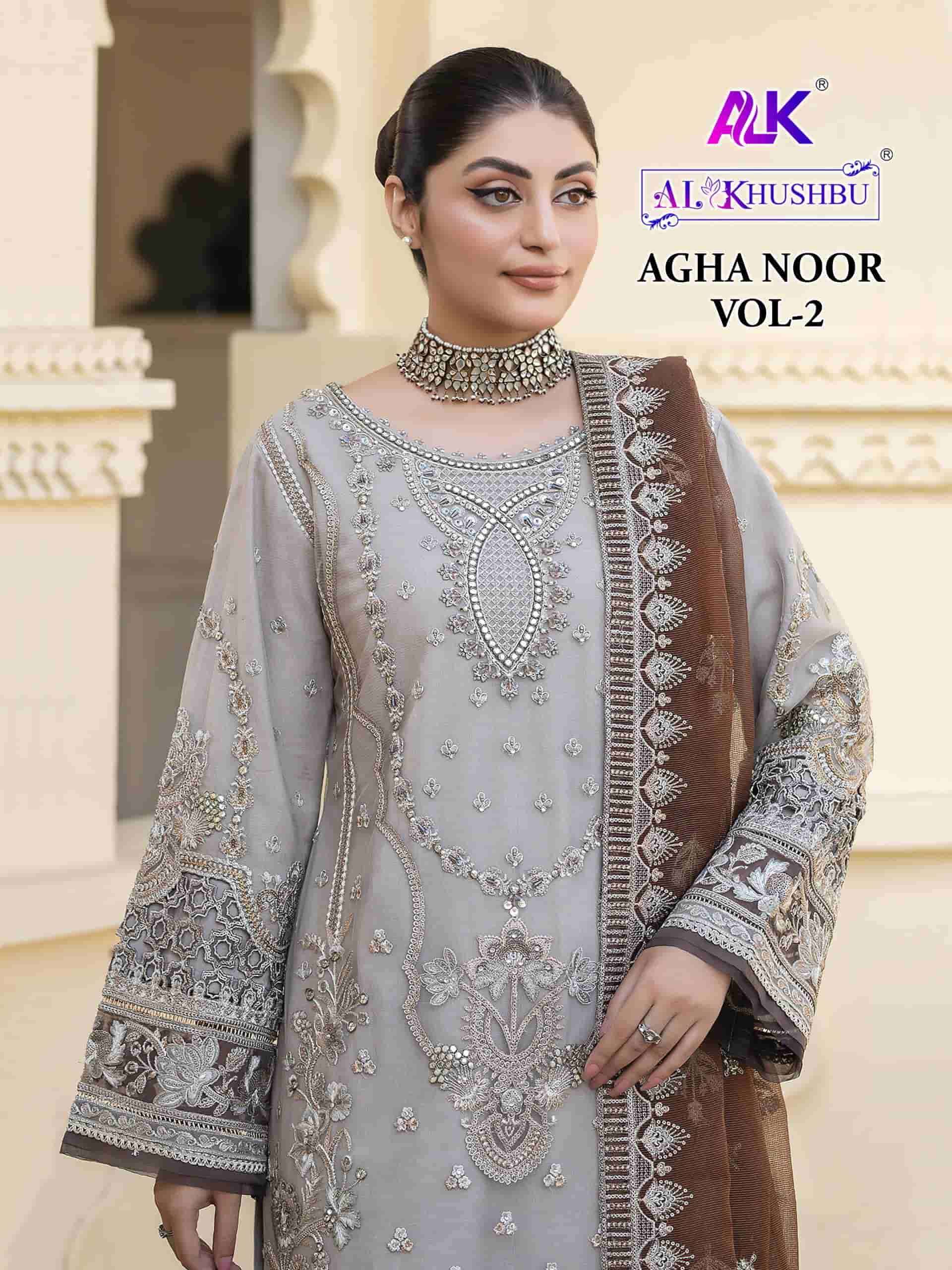 AL KHUSHBU AGHA NOOR VOL 2 FAUX GEORGETTE PARTY WEAR PAKISTANI SUIT SUPPLIER