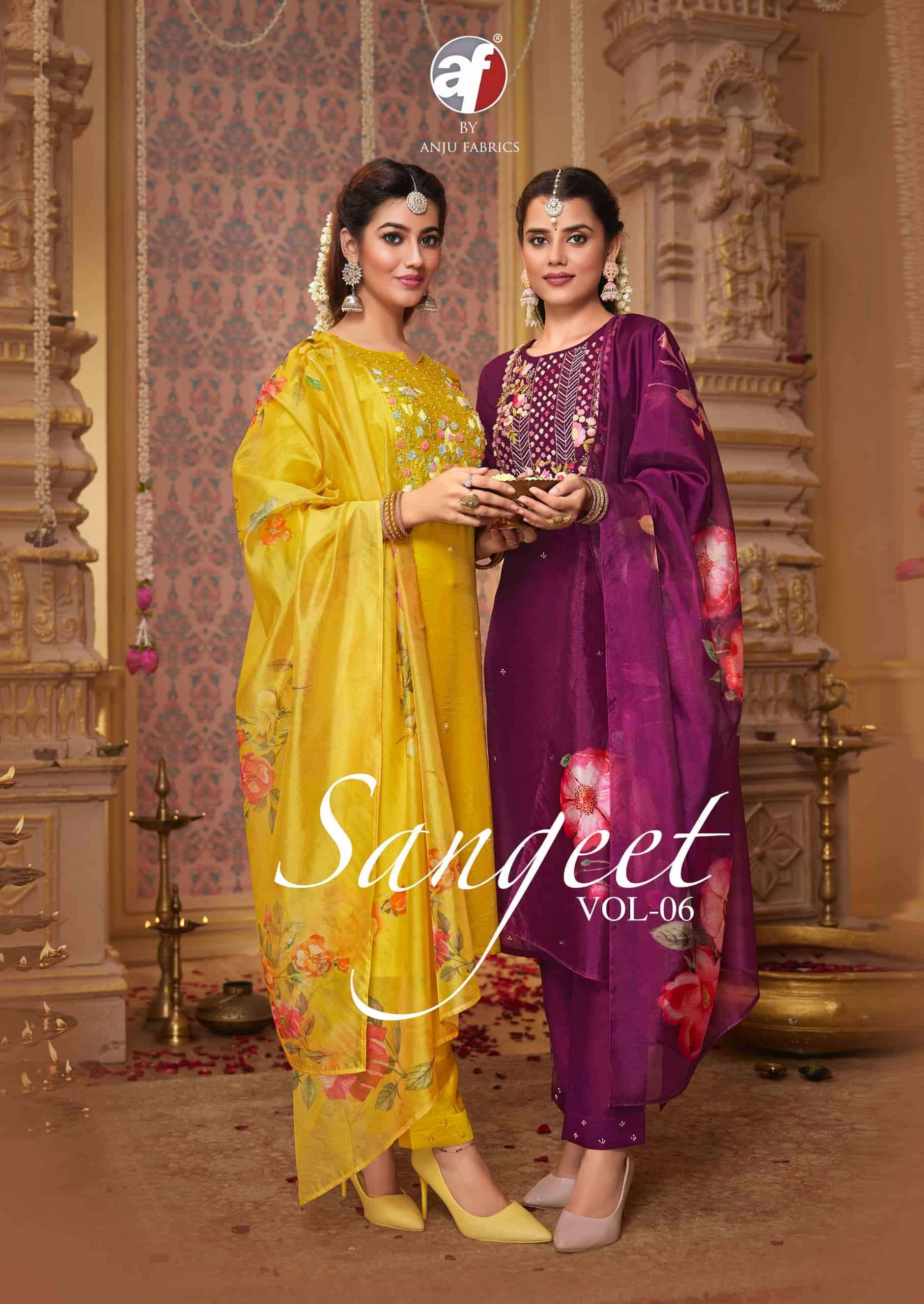 ANJU FABRICS SANGEET VOL 6 VISCOSE MODAL FESTIVEL WEAR LADIES KURTI WHOLESALER 