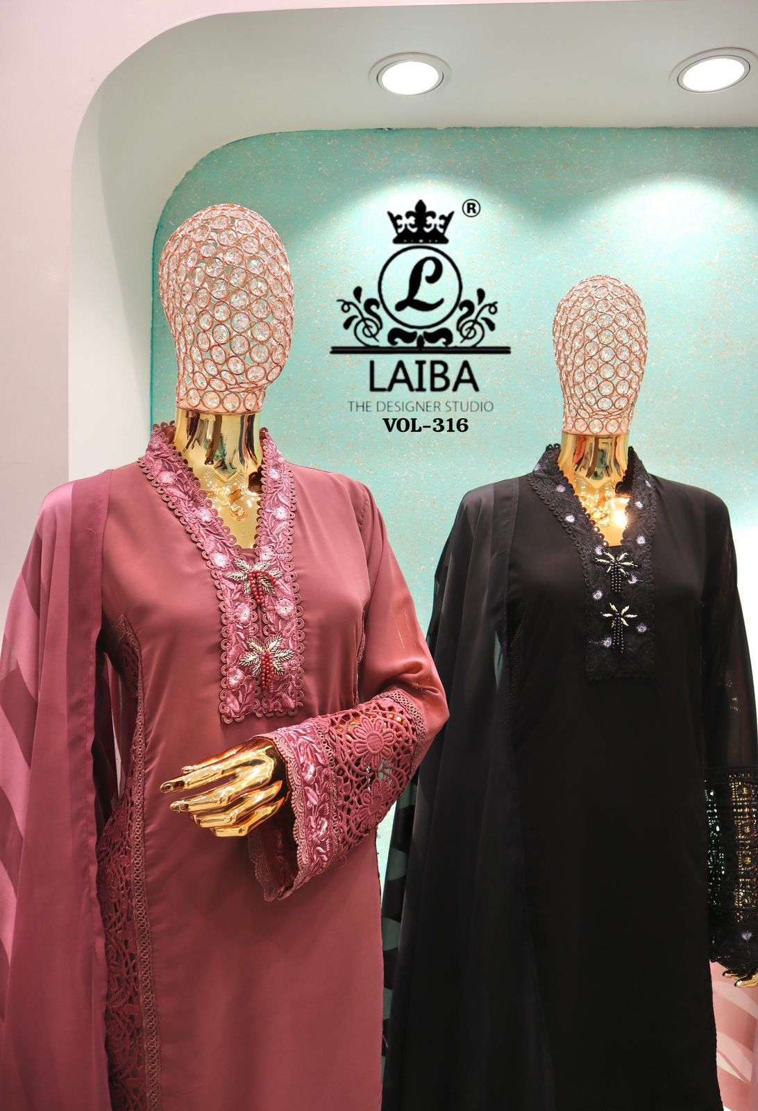 LAIBA DESIGNER AM VOL 316 PURE GEORGETTE READYMADE PAKISTANI KURTI SUPPLIER