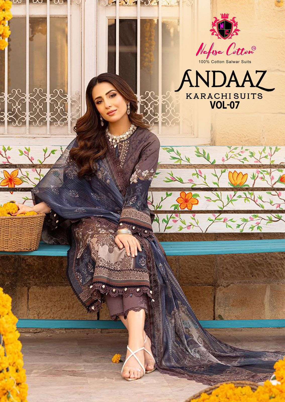 NAFISA COTTON ANDAAZ VOL 7 COTTN PAKISTANI PRINTED DRESS MATERIAL AVAILABLE AT WHOLESALE RATE 