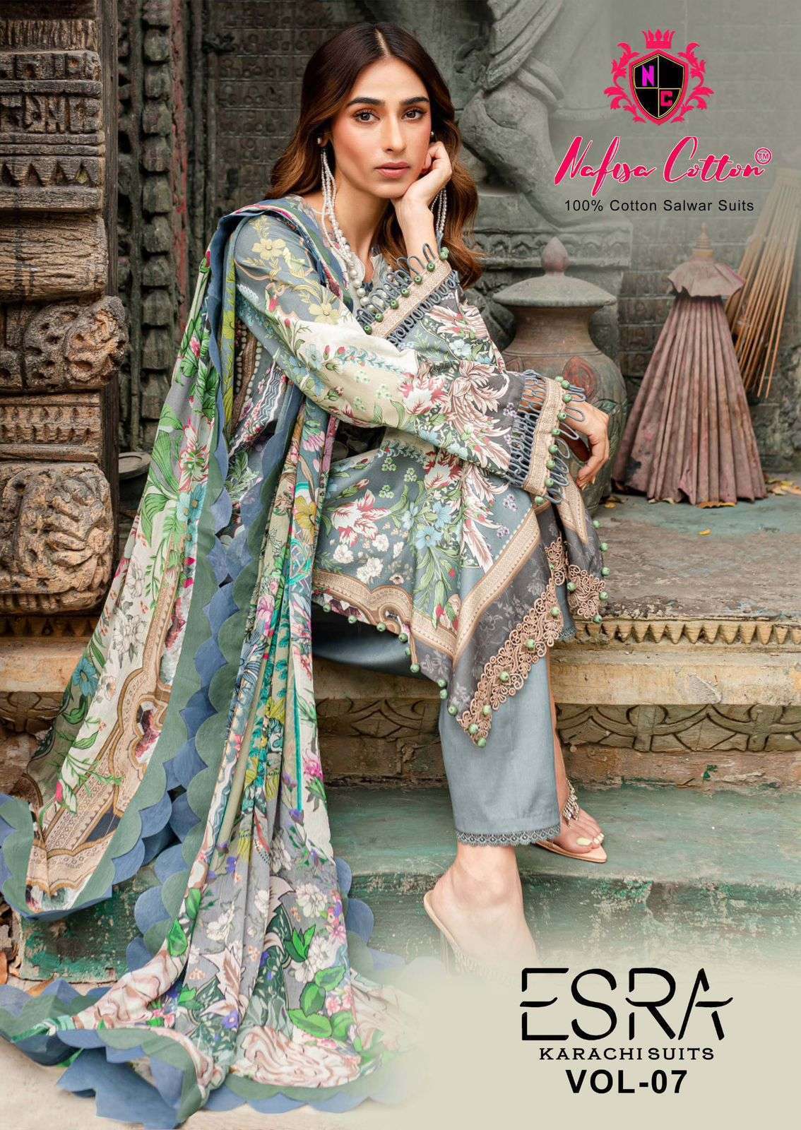 NAFISA COTTON ESRA VOL 7 PURE COTTON DIGITAL PRINTED PAKISTANI SUIT BEST RATE