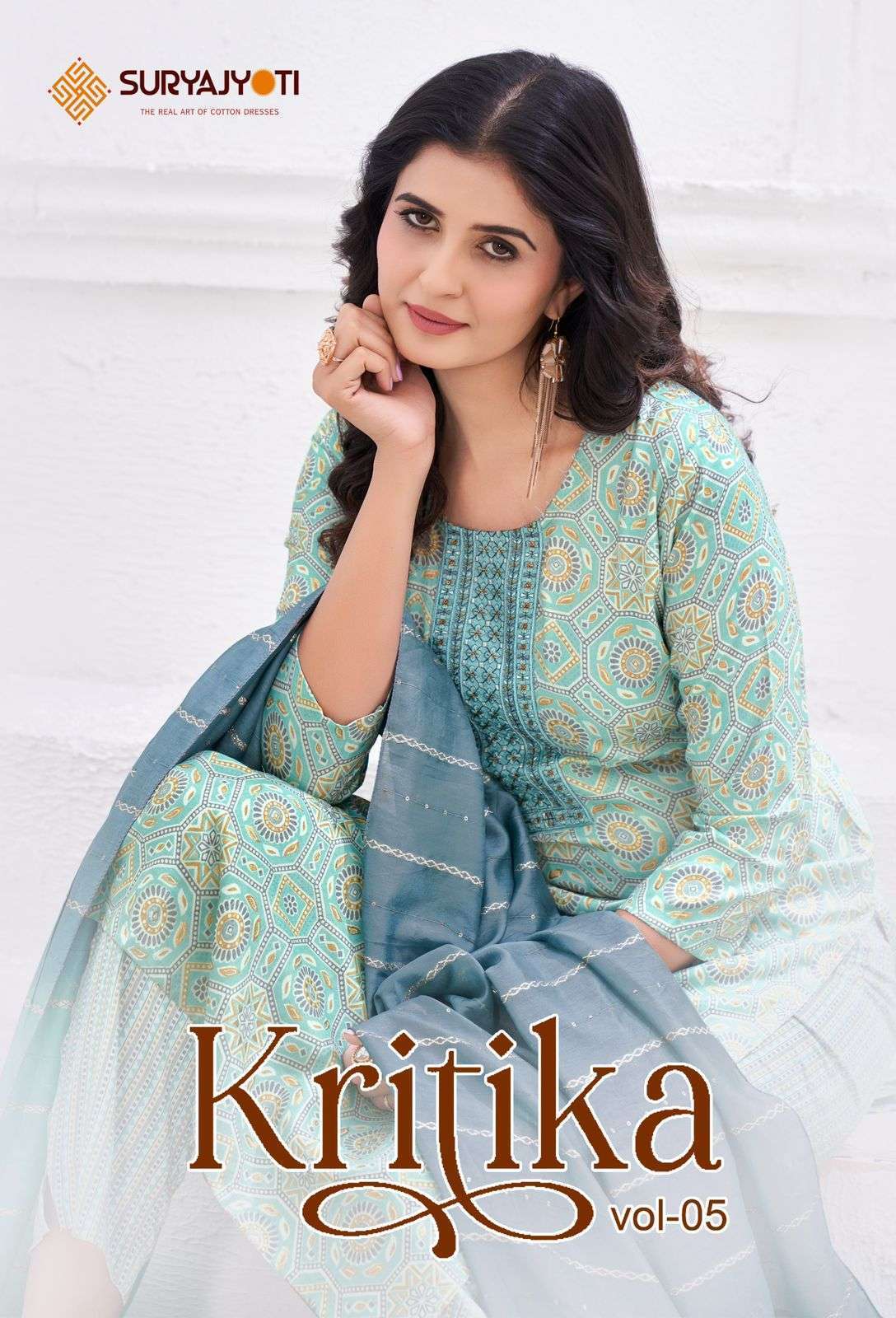 SURYAJYOTI KRITIKA VOL 5 RAYON PRINTED WITH EMBRODERY WORK READYMADE SALWAR SUIT DEALER 