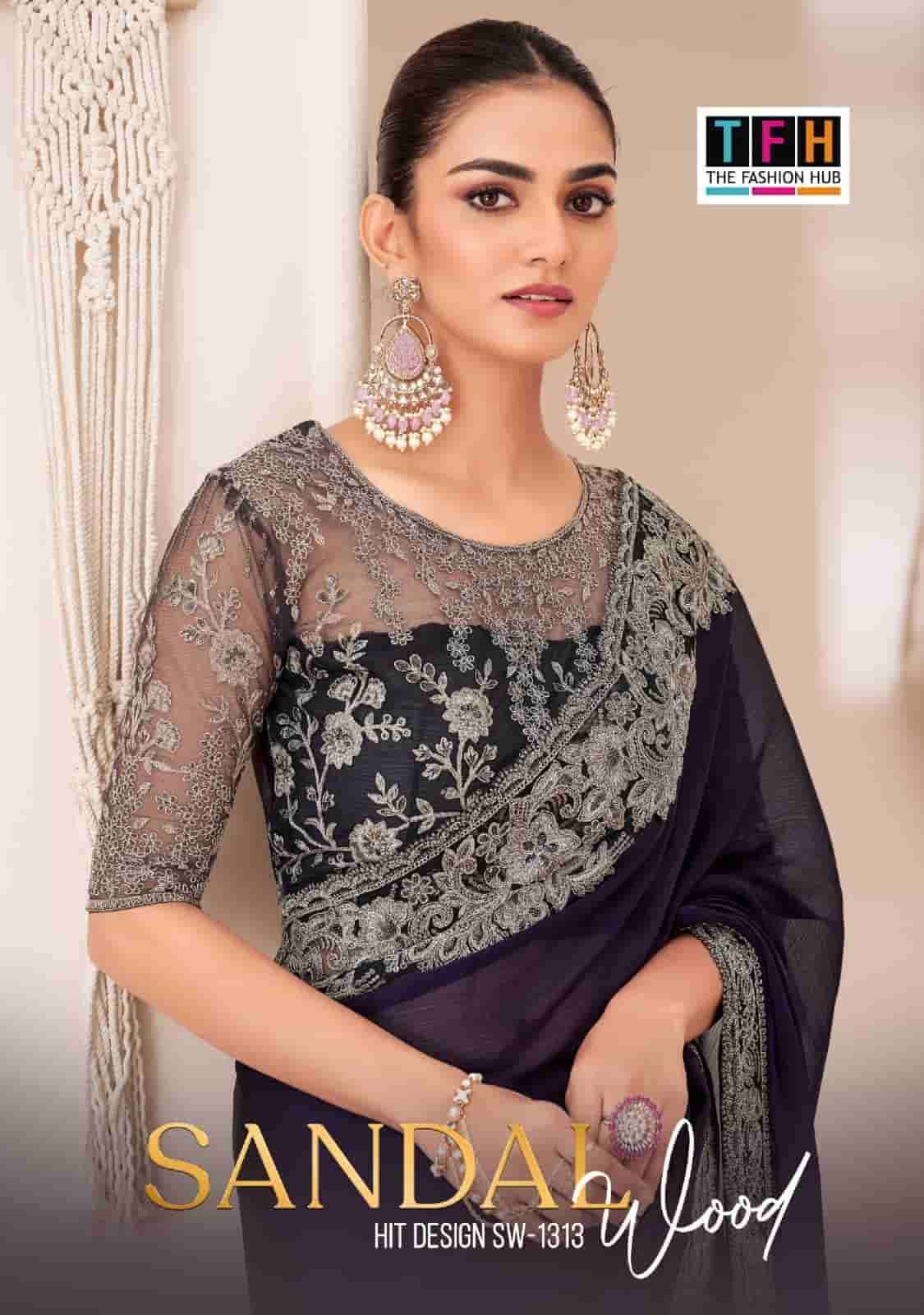 TFH SANDALWOOD 1313 EDITION PARTY WEAR SILK SAREE WHOLESALER IN SURAT