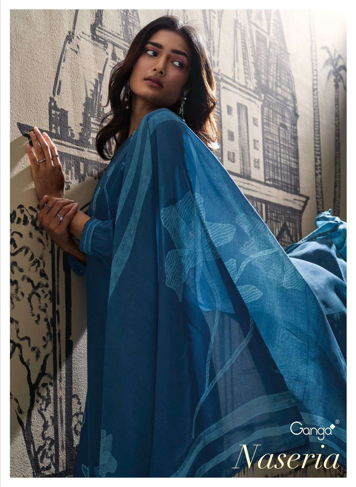 GANGA FASHION NASERIA PURE BEMBERG SILK DESIGNER PARTY WEAR LADIES SUIT CATALOG SUPPLIER 