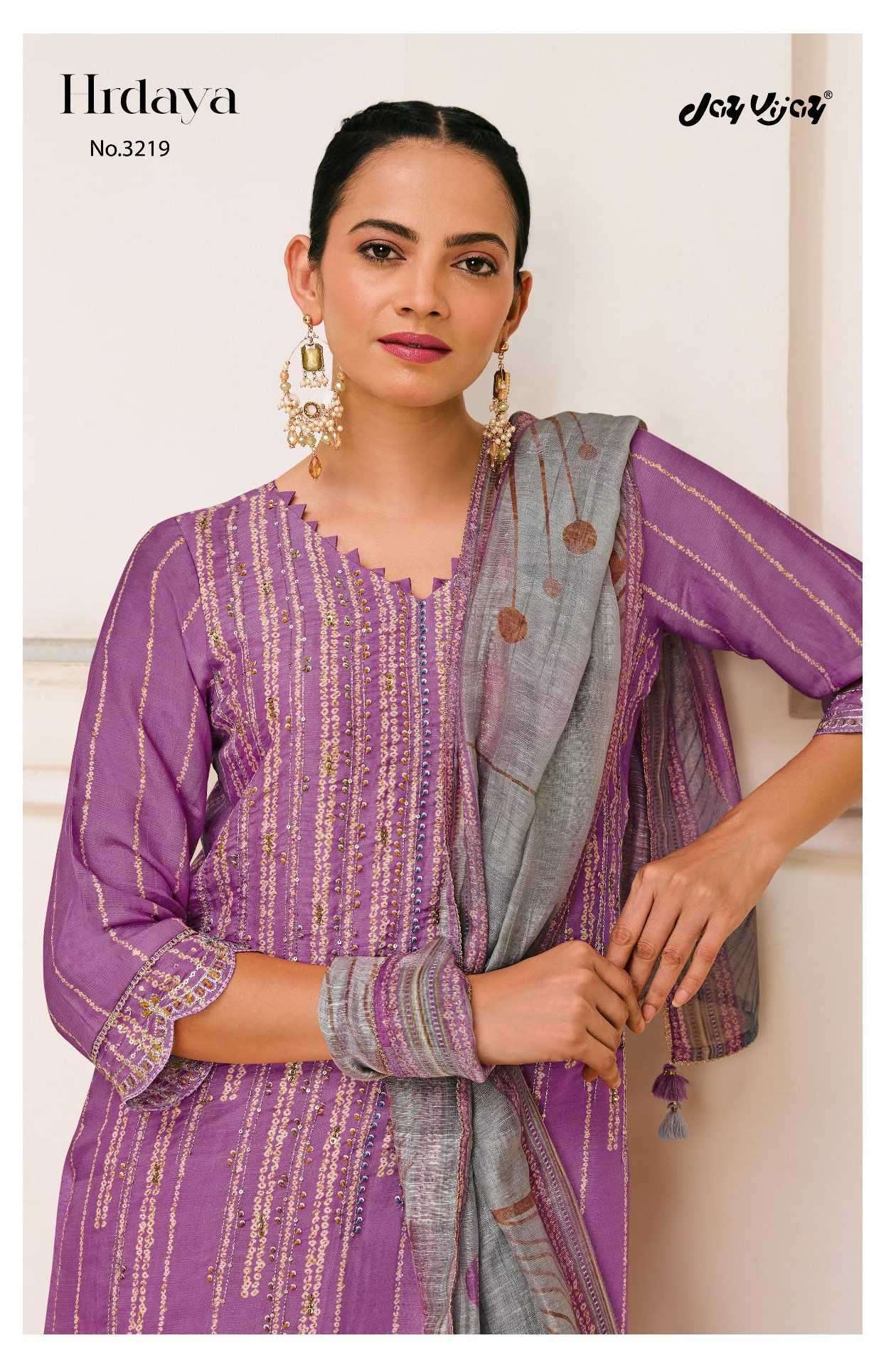 JAY VIJAY HRDAYA 3219 MUSLIN SIMMER FANCY SALWAR KAMEEZ DEALER 